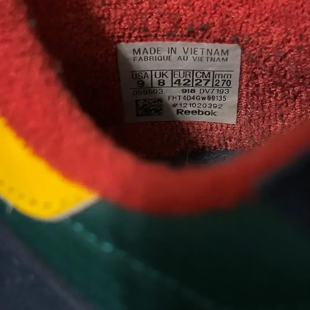 Reebok Classic Leather Ripple Altered sneakers Green Red Yellow Streetwear sz 9